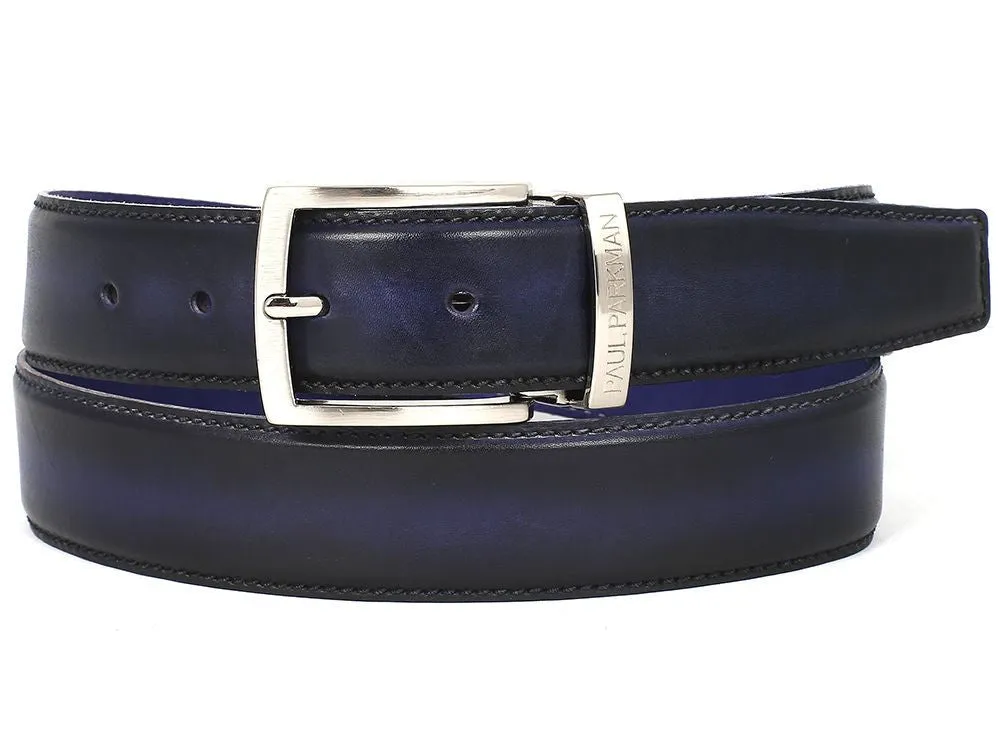 Paul Parkman Schuhe Paul Parkman Herren-Handbemalter Ledergürtel in zweifarbig Marine & Blau