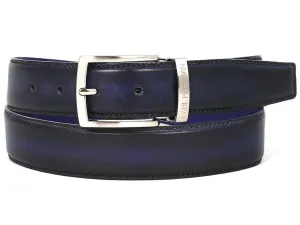Paul Parkman Shoes Paul Parkman Men's Hand-Painted Leather Belt in Dual Tone Navy & Blue