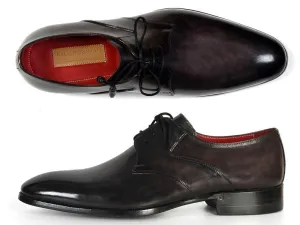 Paul Parkman Schuhe Paul Parkman Herren-Handbemalte Leder Derby-Schuhe in Anthrazit Schwarz