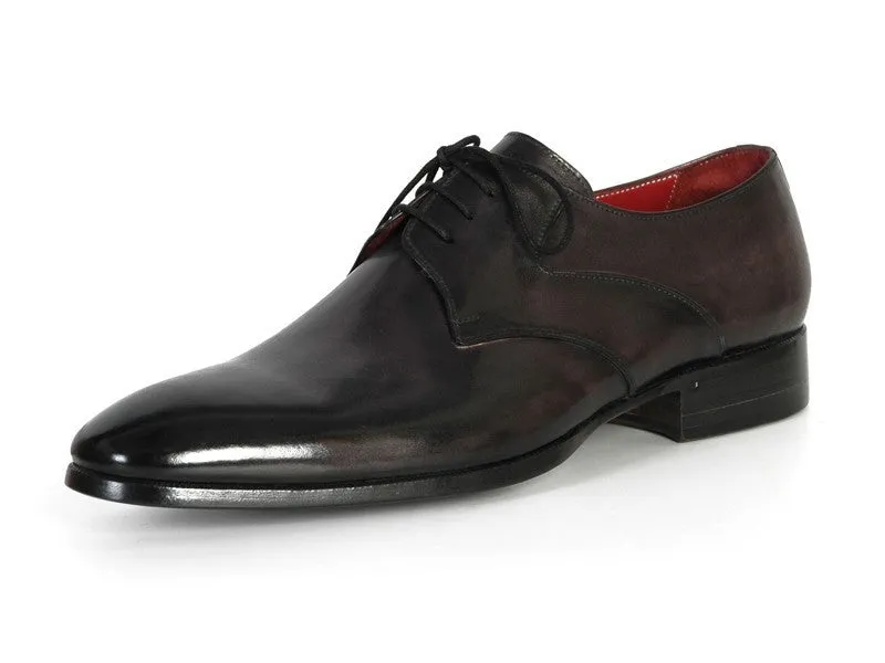 Paul Parkman Schuhe Paul Parkman Herren-Handbemalte Leder Derby-Schuhe in Anthrazit Schwarz