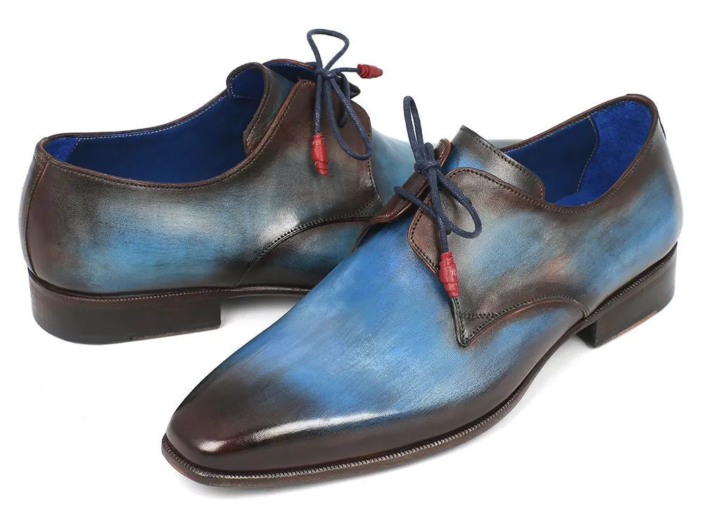Paul Parkman Schuhe Paul Parkman Herrenhandbemalte Leder Derby-Schuhe in Blau & Braun