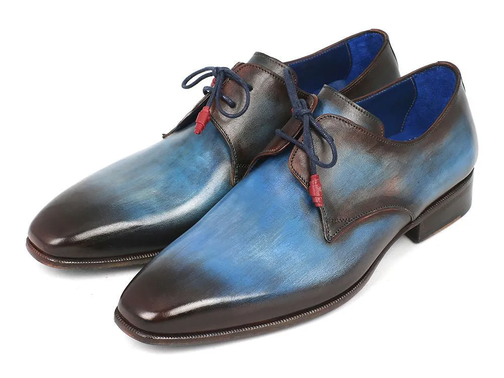 Paul Parkman Schuhe Paul Parkman Herrenhandbemalte Leder Derby-Schuhe in Blau & Braun
