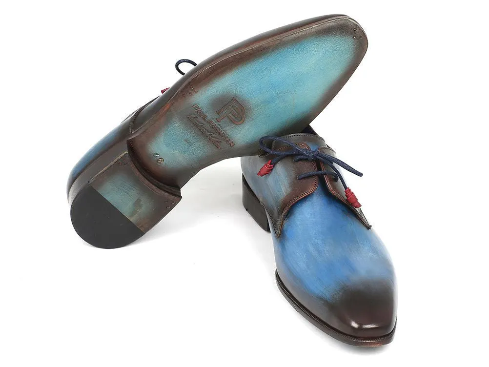Paul Parkman Schuhe Paul Parkman Herrenhandbemalte Leder Derby-Schuhe in Blau & Braun
