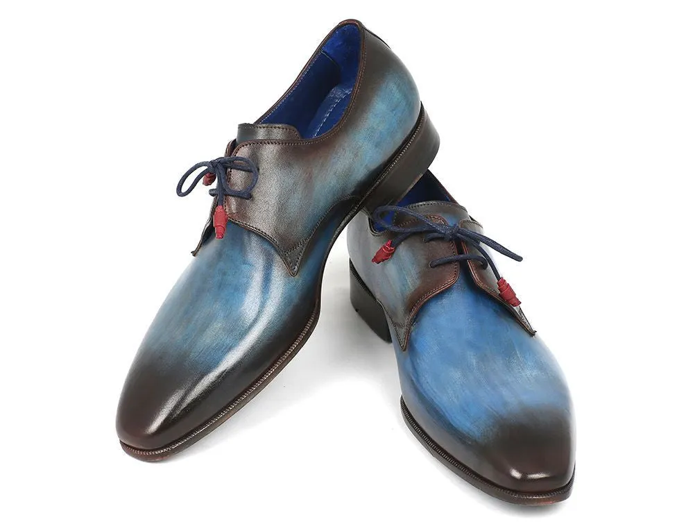 Paul Parkman Schuhe Paul Parkman Herrenhandbemalte Leder Derby-Schuhe in Blau & Braun