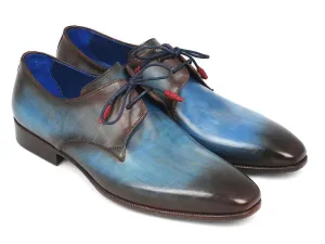 Paul Parkman Schuhe Paul Parkman Herrenhandbemalte Leder Derby-Schuhe in Blau & Braun