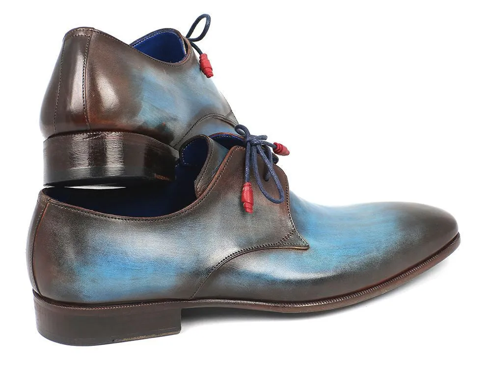 Paul Parkman Schuhe Paul Parkman Herrenhandbemalte Leder Derby-Schuhe in Blau & Braun