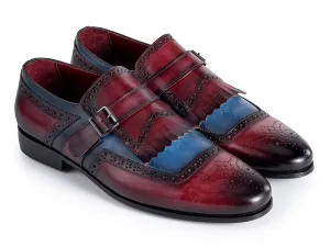 Paul Parkman Schuhe Paul Parkman Herren Kiltie Monkstrap Lederschuhe in Blau & Burgunder