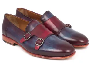 Paul Parkman Schuhe Paul Parkman Herren-Lederschuhe Doppel-Mönchsriemen in Bordeaux & Marine