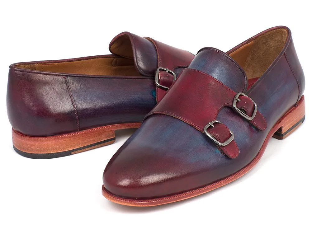 Paul Parkman Schuhe Paul Parkman Herren-Lederschuhe Doppel-Mönchsriemen in Bordeaux & Marine