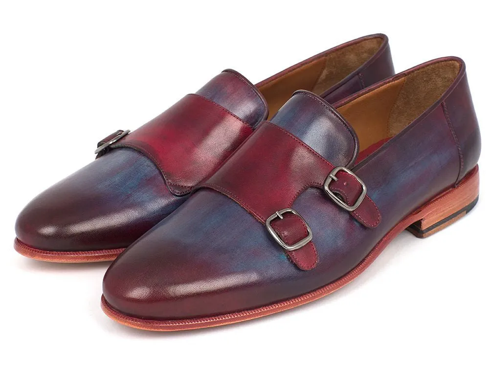 Paul Parkman Schuhe Paul Parkman Herren-Lederschuhe Doppel-Mönchsriemen in Bordeaux & Marine