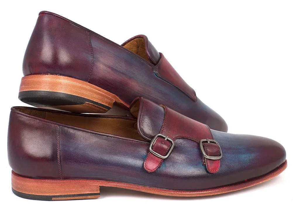 Paul Parkman Schuhe Paul Parkman Herren-Lederschuhe Doppel-Mönchsriemen in Bordeaux & Marine