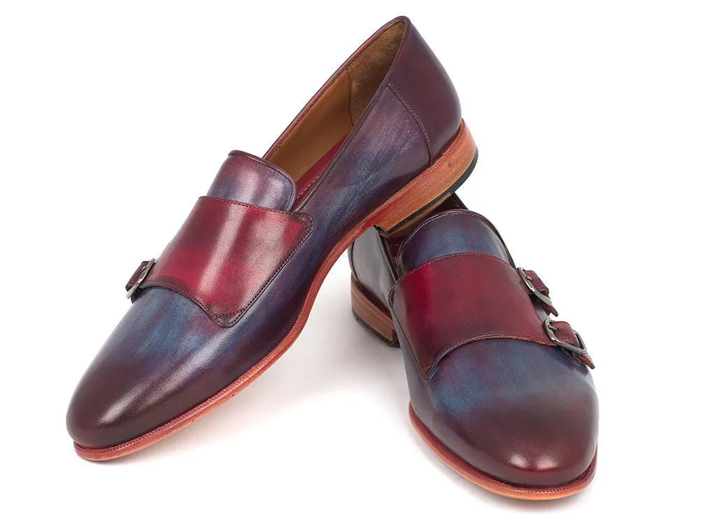 Paul Parkman Schuhe Paul Parkman Herren-Lederschuhe Doppel-Mönchsriemen in Bordeaux & Marine