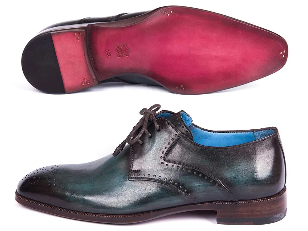 Paul Parkman Schuhe Paul Parkman Herren Medaillon Zehen Derby Schuhe in Türkis & Braun