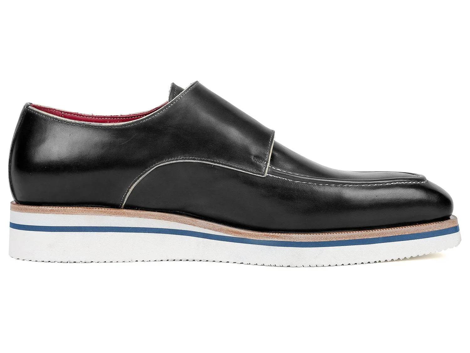 Paul Parkman Schuhe Paul Parkman Herren elegante lässige Monkstrap Lederschuhe in Schwarz