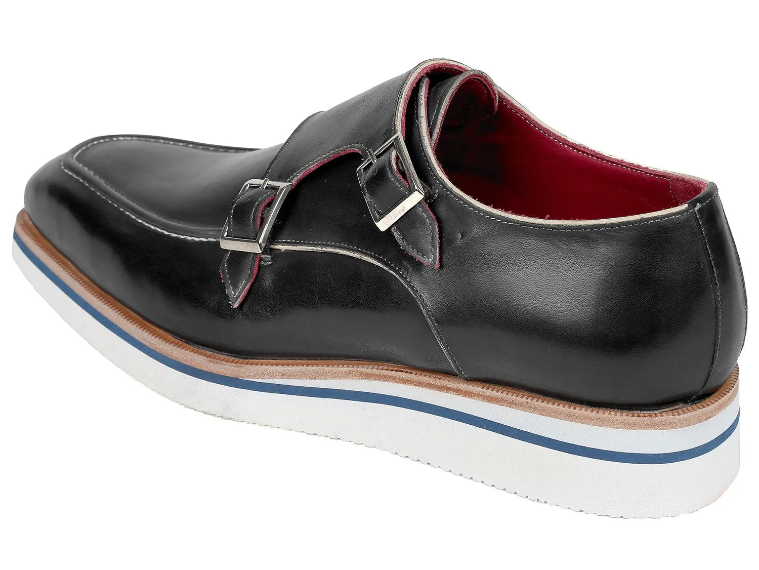 Paul Parkman Schuhe Paul Parkman Herren elegante lässige Monkstrap Lederschuhe in Schwarz