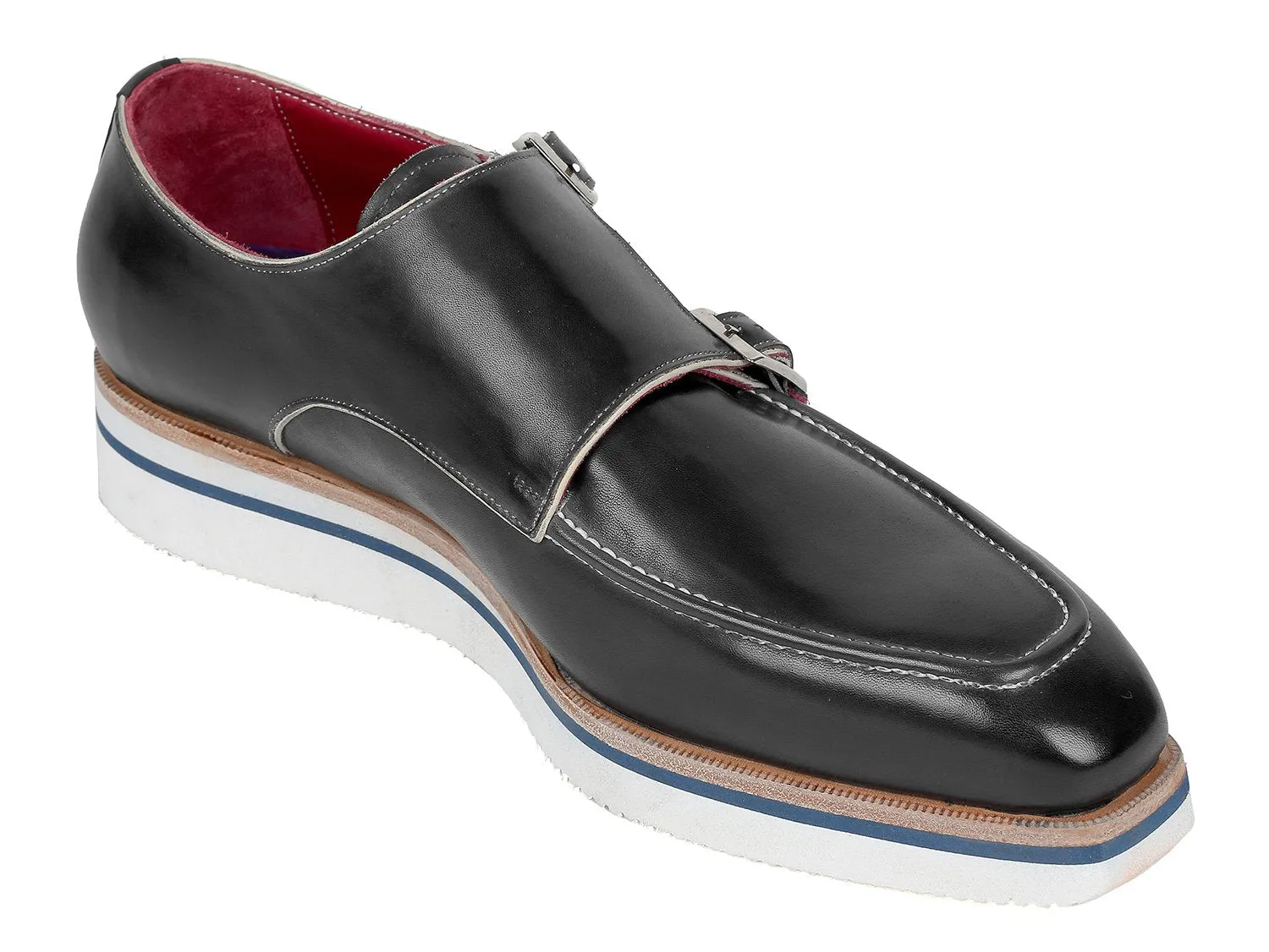 Paul Parkman Schuhe Paul Parkman Herren elegante lässige Monkstrap Lederschuhe in Schwarz