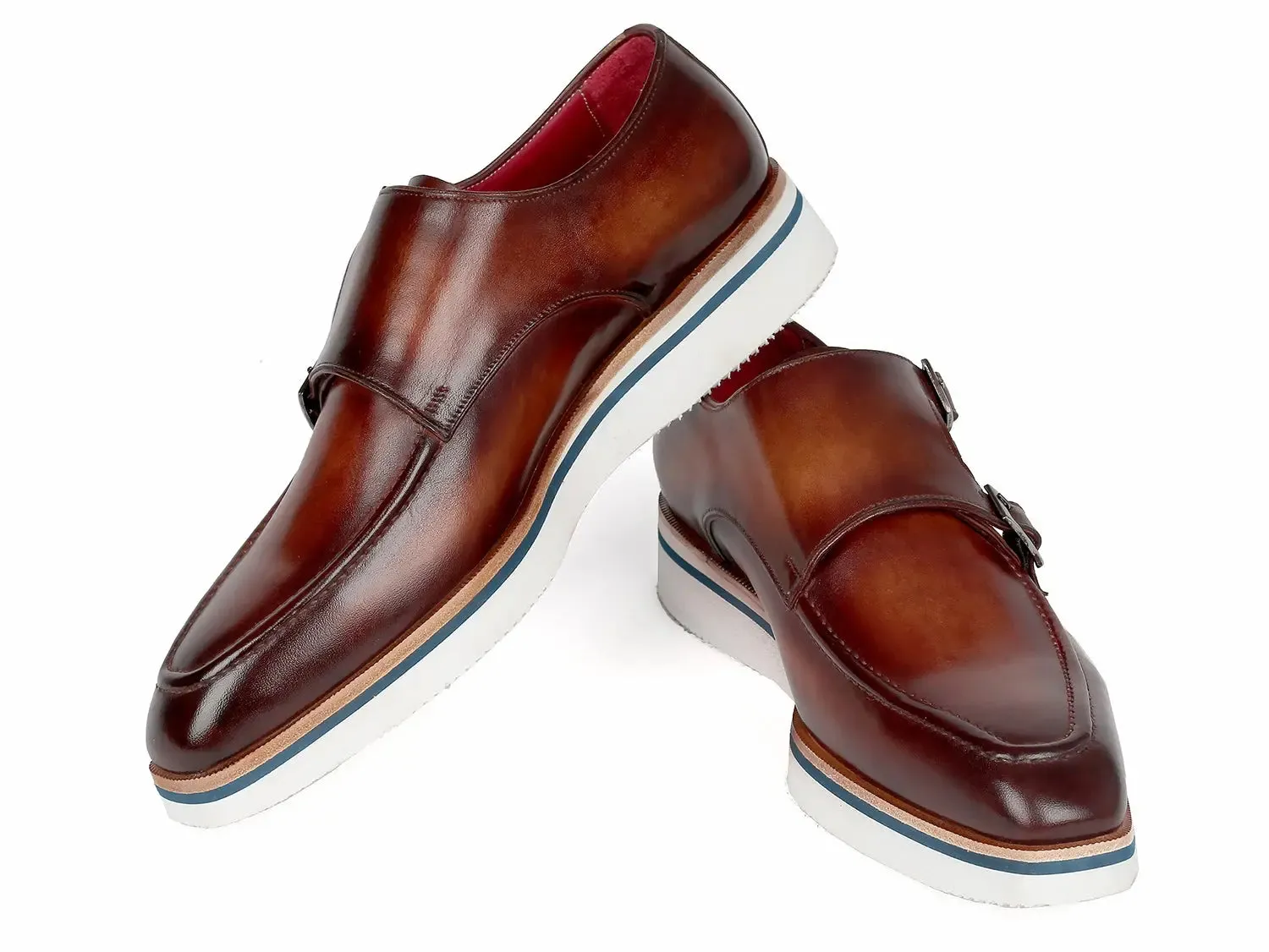 Paul Parkman Schuhe Paul Parkman Herren elegante lässige Mönchsschnürschuhe in braunem Leder