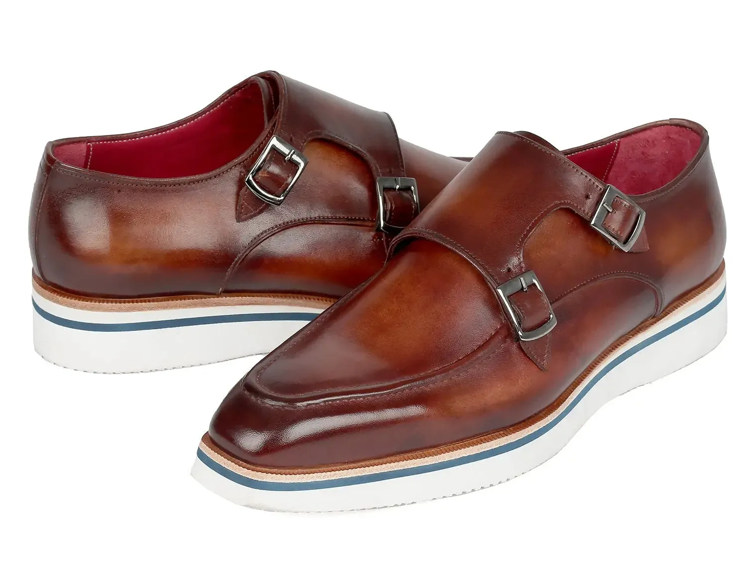 Paul Parkman Schuhe Paul Parkman Herren elegante lässige Mönchsschnürschuhe in braunem Leder