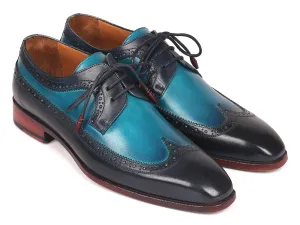 Paul Parkman Schuhe Paul Parkman Herren Wingtip Derby Schuhe in Blau Zweifarbig
