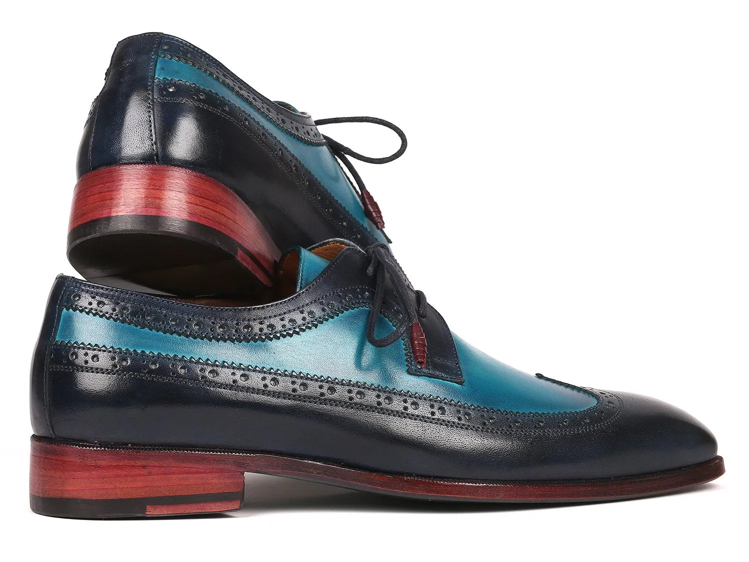 Paul Parkman Schuhe Paul Parkman Herren Wingtip Derby Schuhe in Blau Zweifarbig