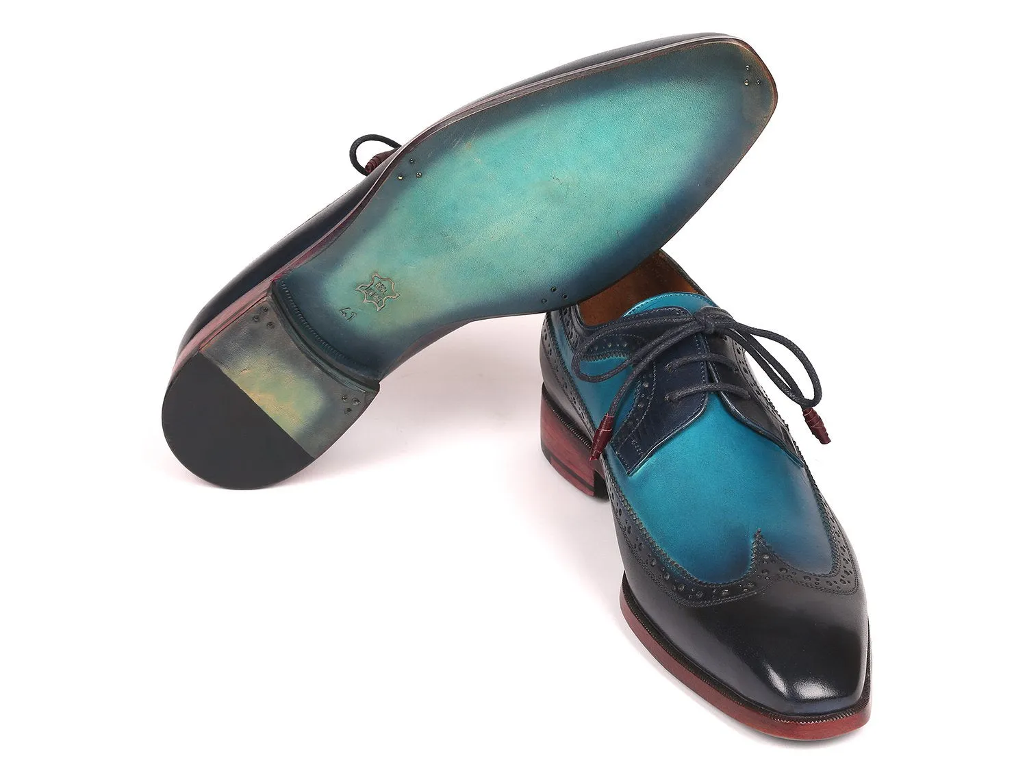 Paul Parkman Schuhe Paul Parkman Herren Wingtip Derby Schuhe in Blau Zweifarbig
