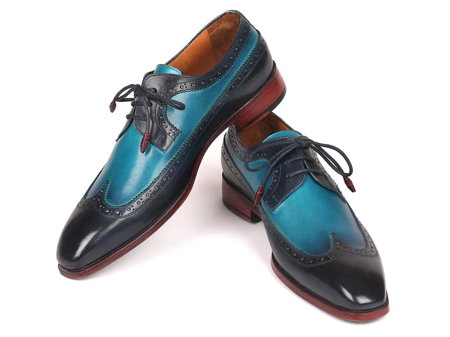 Paul Parkman Schuhe Paul Parkman Herren Wingtip Derby Schuhe in Blau Zweifarbig