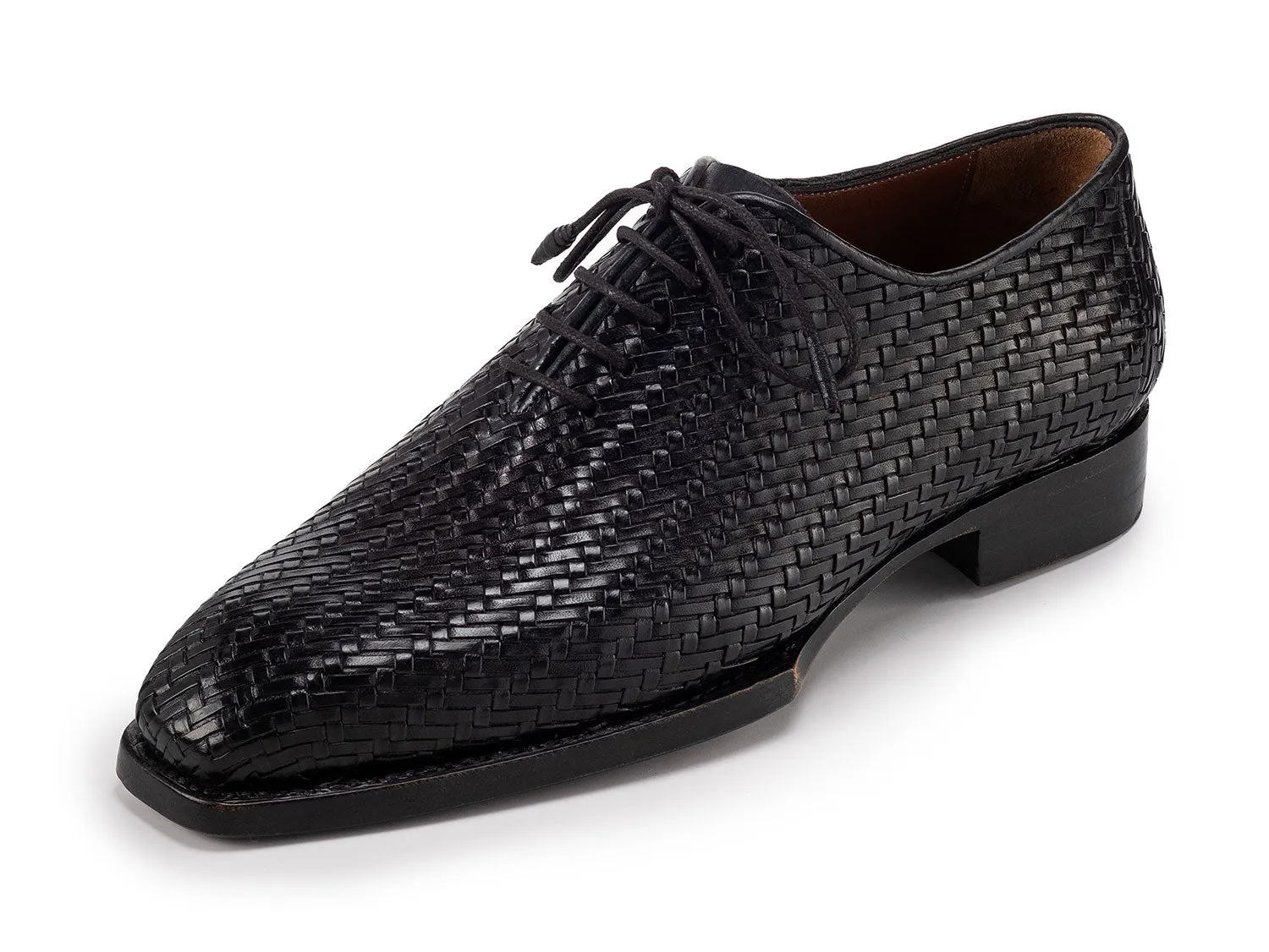 Paul Parkman Schuhe Paul Parkman Herren Oxfordschuhe aus geflochtenem Leder mit Handvernähung in Schwarz