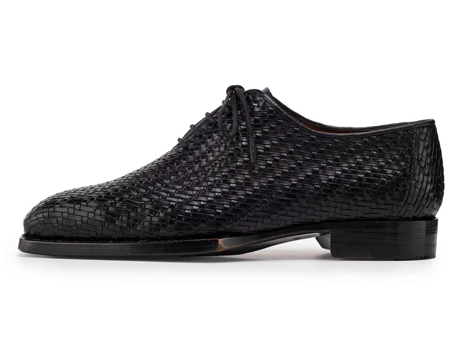Paul Parkman Schuhe Paul Parkman Herren Oxfordschuhe aus geflochtenem Leder mit Handvernähung in Schwarz