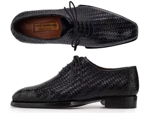 Paul Parkman Schuhe Paul Parkman Herren Oxfordschuhe aus geflochtenem Leder mit Handvernähung in Schwarz