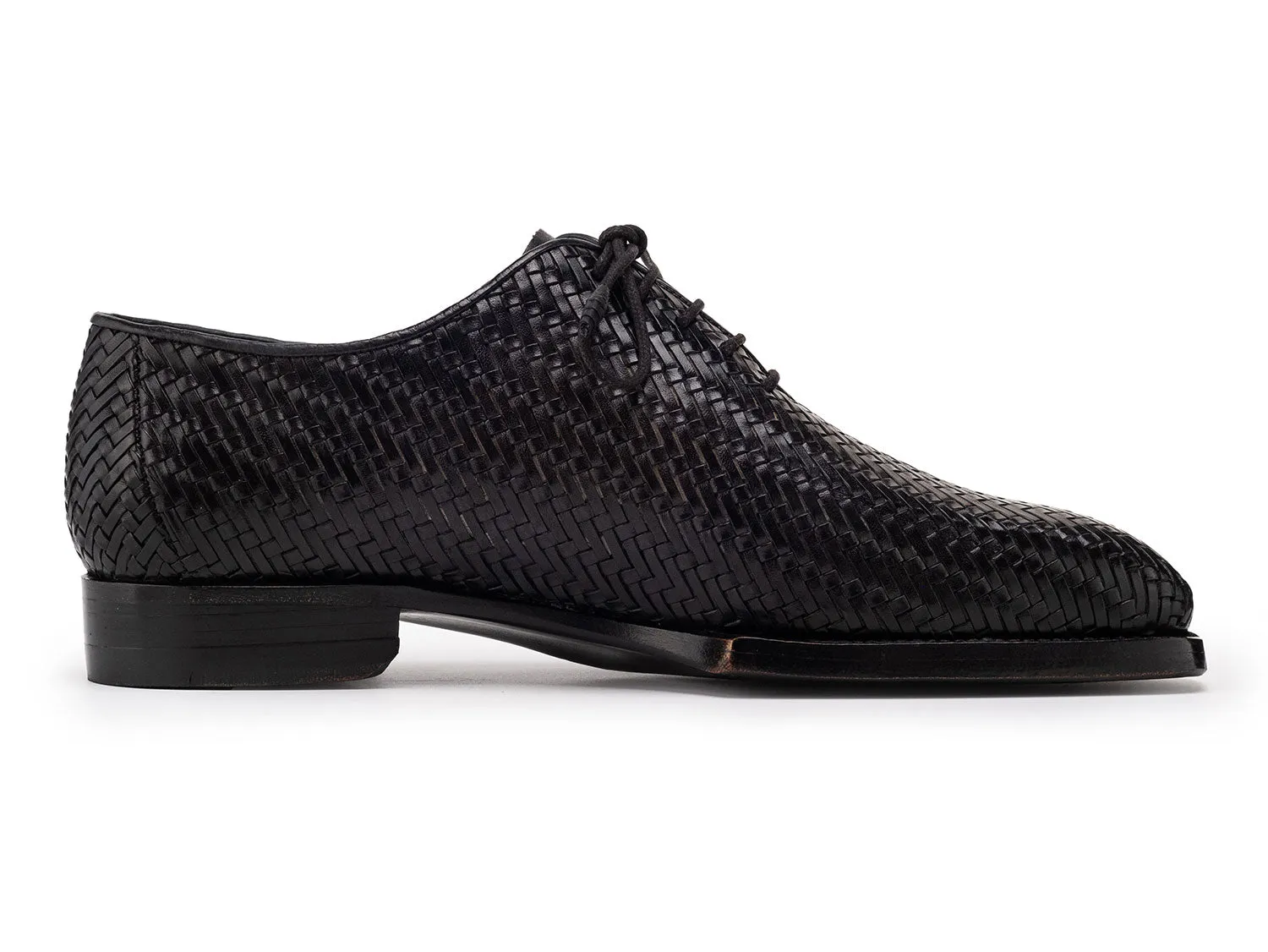 Paul Parkman Schuhe Paul Parkman Herren Oxfordschuhe aus geflochtenem Leder mit Handvernähung in Schwarz