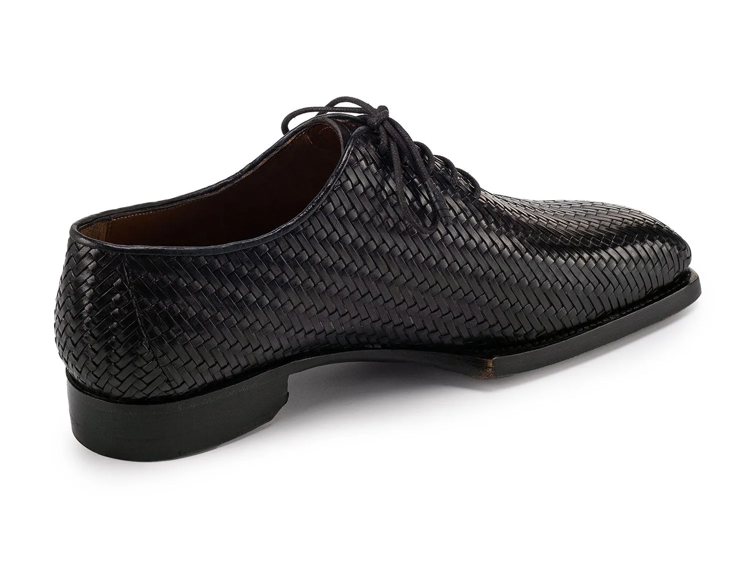 Paul Parkman Schuhe Paul Parkman Herren Oxfordschuhe aus geflochtenem Leder mit Handvernähung in Schwarz