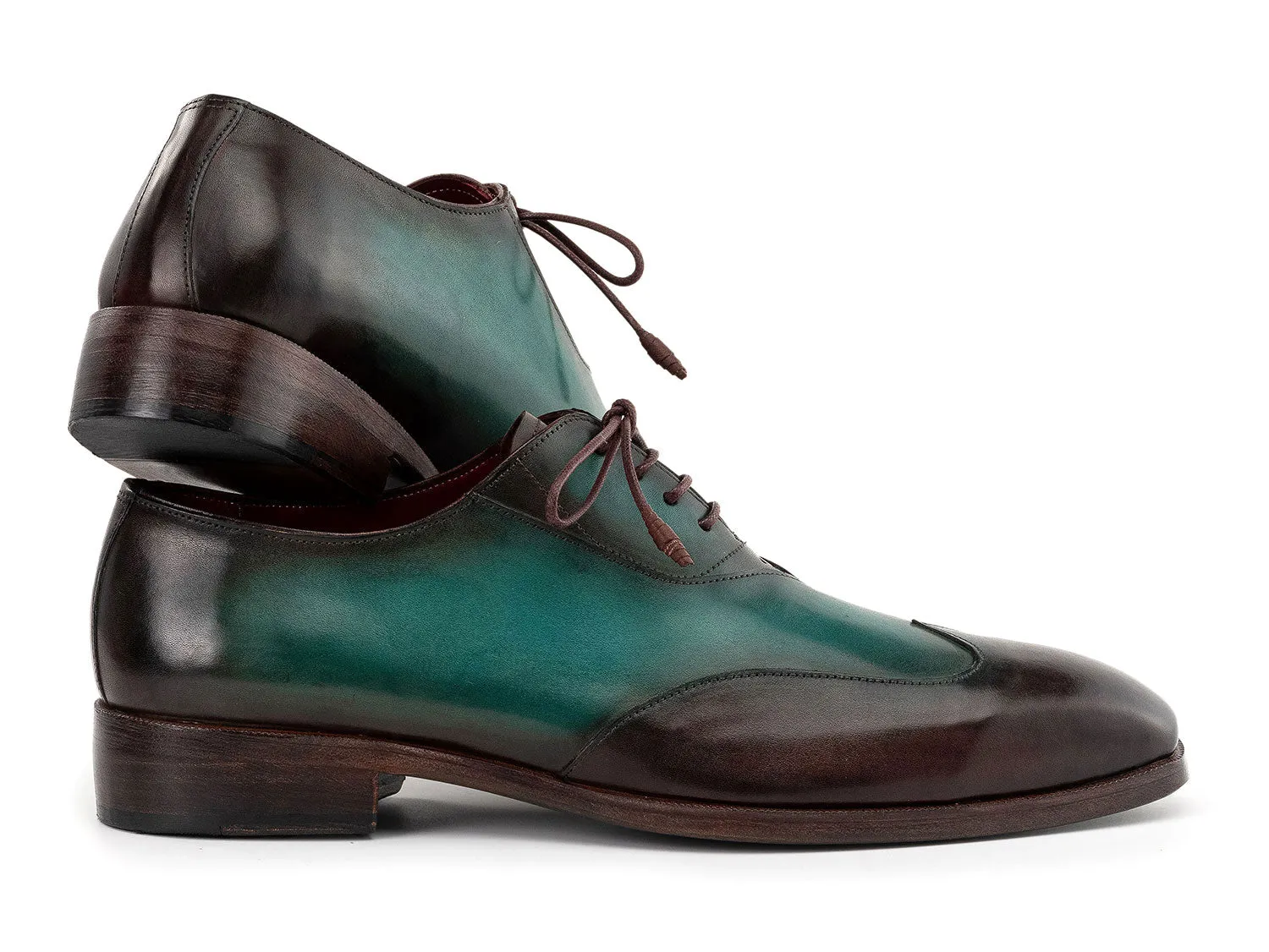 Paul Parkman Schuhe Paul Parkman Patina Leder Wingtip Oxford Schuhe in Braun & Grün