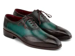 Paul Parkman Schuhe Paul Parkman Patina Leder Wingtip Oxford Schuhe in Braun & Grün