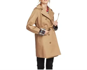 Karierter doppelreihiger Trenchcoat in Beige