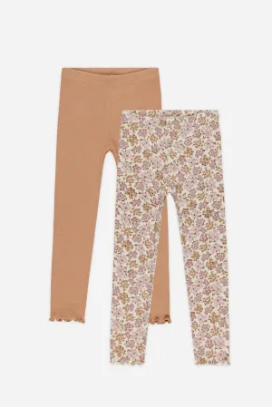 Rylee   Cru Babykids Rippen-Leggings-Set | Wildblume/Grapefruit