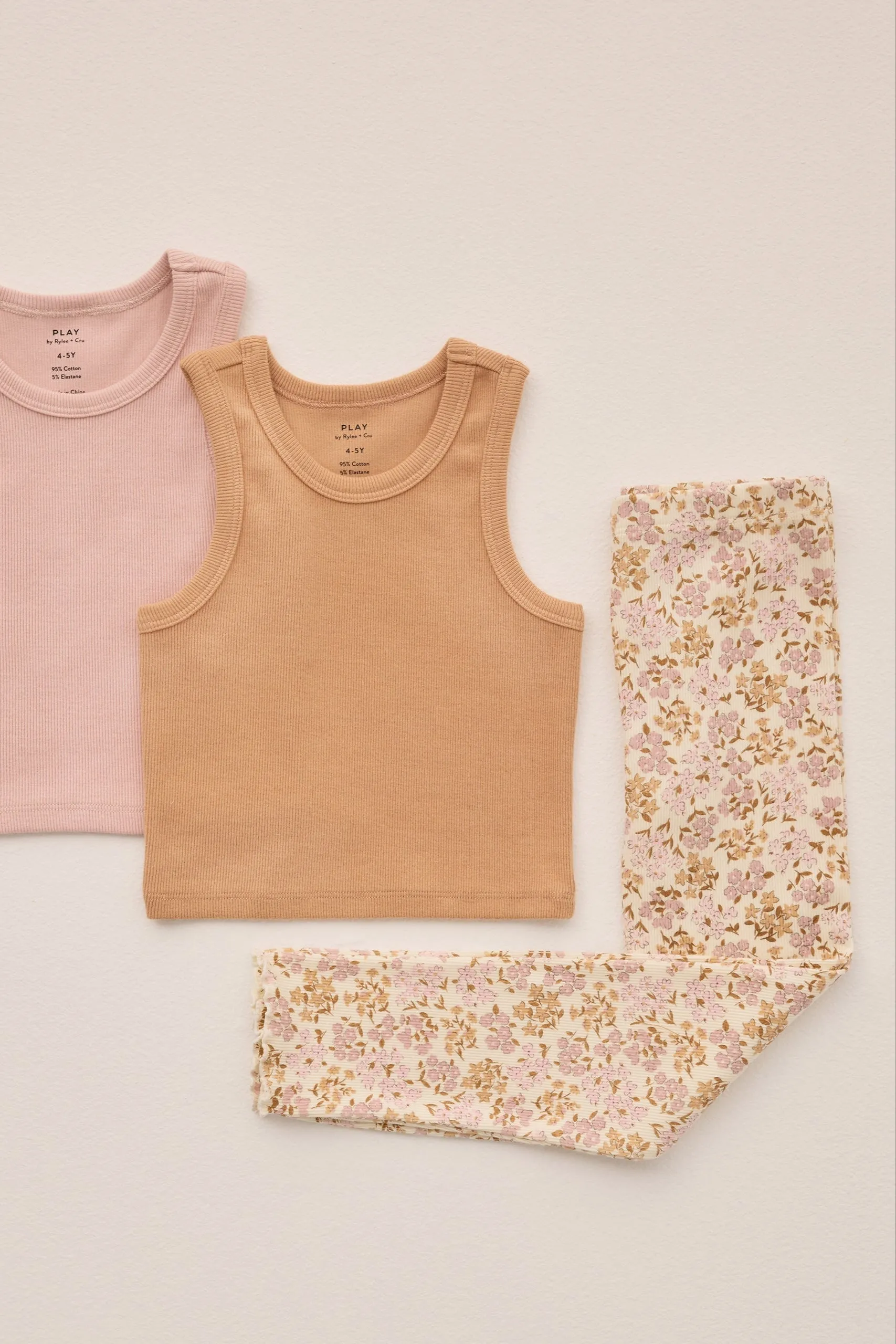 Rylee   Cru Babykids Rippen-Leggings-Set | Wildblume/Grapefruit