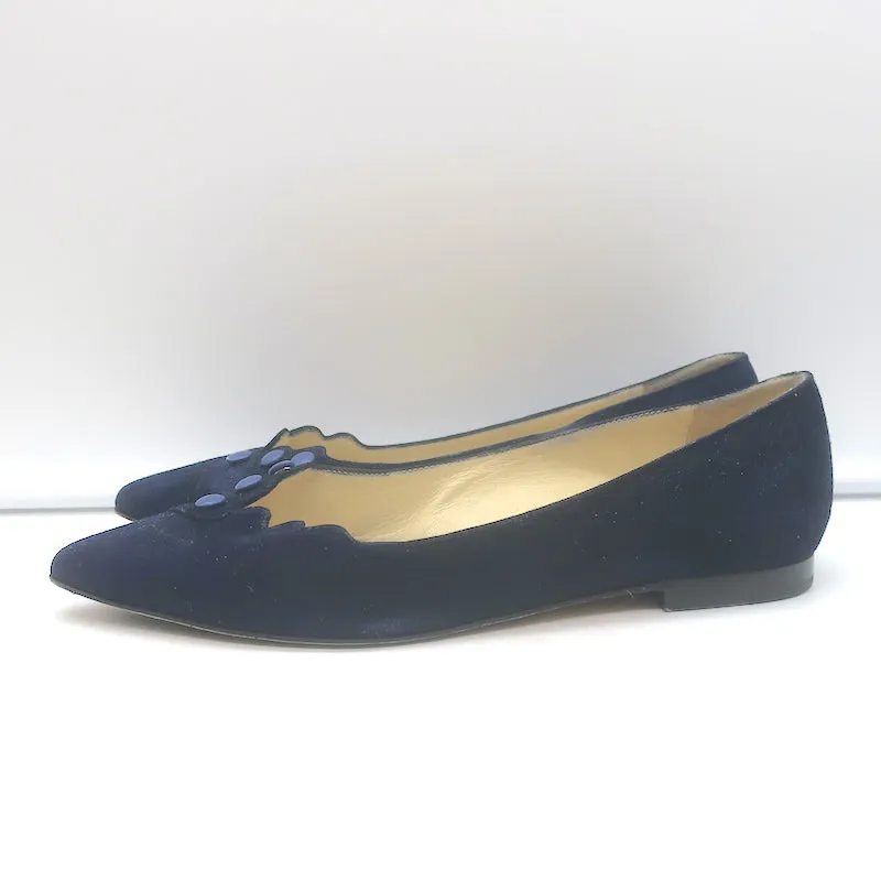 Sarah Flint Spitzenschuh mit Knopfverschluss Marineblau Geschweiftes Wildleder Größe 36.5