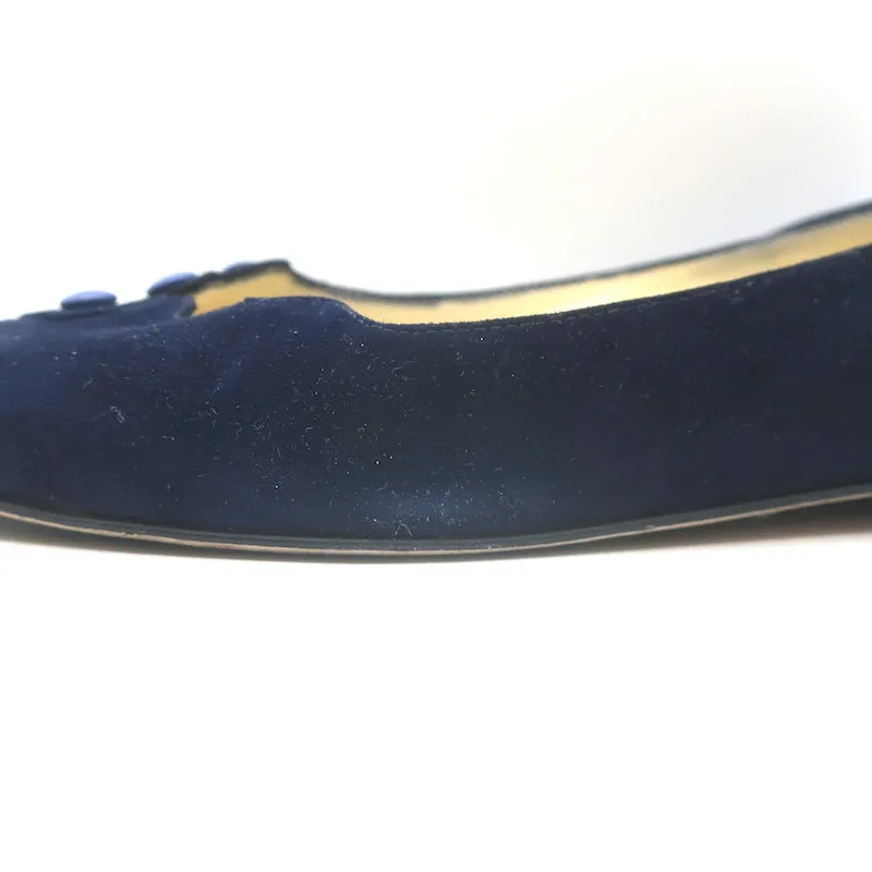Sarah Flint Spitzenschuh mit Knopfverschluss Marineblau Geschweiftes Wildleder Größe 36.5