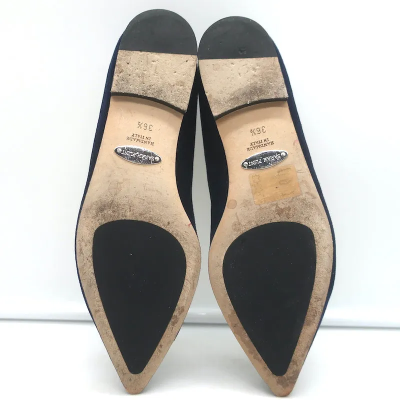 Sarah Flint Spitzenschuh mit Knopfverschluss Marineblau Geschweiftes Wildleder Größe 36.5