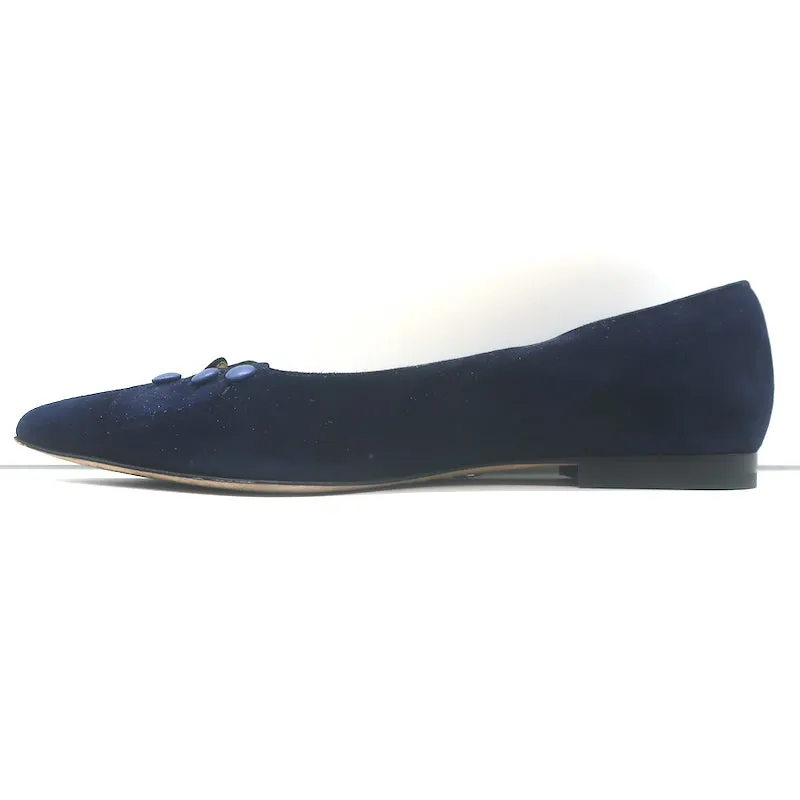 Sarah Flint Spitzenschuh mit Knopfverschluss Marineblau Geschweiftes Wildleder Größe 36.5