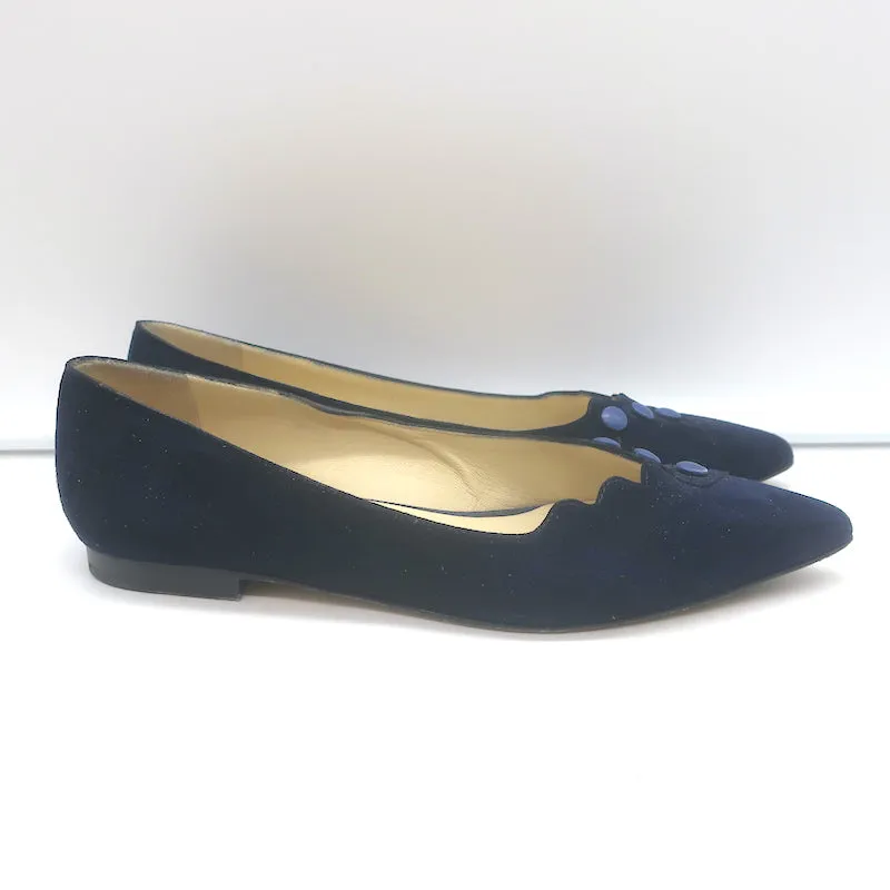 Sarah Flint Spitzenschuh mit Knopfverschluss Marineblau Geschweiftes Wildleder Größe 36.5
