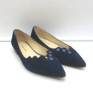 Sarah Flint Spitzenschuh mit Knopfverschluss Marineblau Geschweiftes Wildleder Größe 36.5