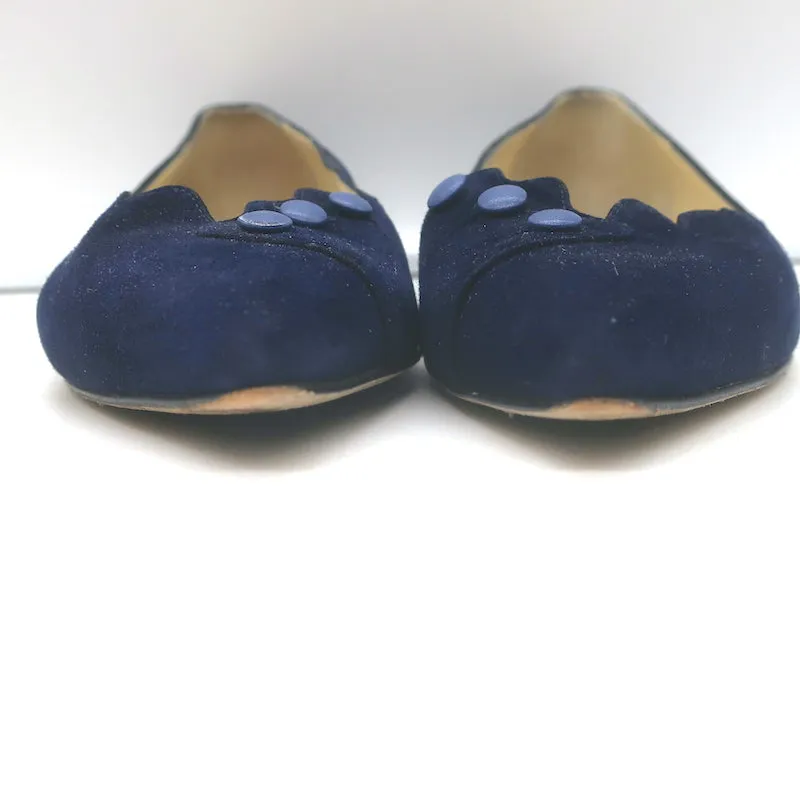 Sarah Flint Spitzenschuh mit Knopfverschluss Marineblau Geschweiftes Wildleder Größe 36.5
