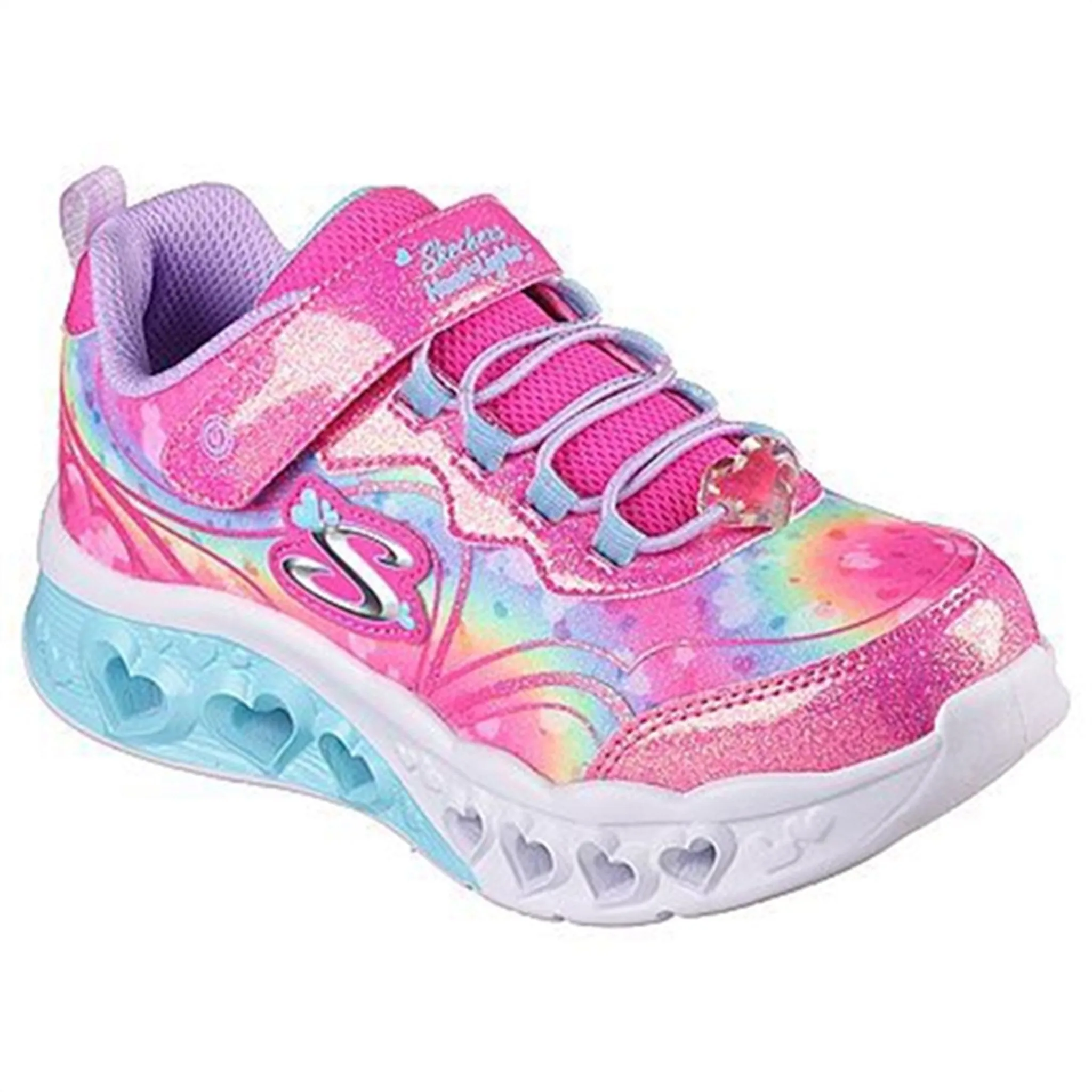 Skechers Flutter Heart Leichte Sneakers mit Mehrfarbigem Glitzer in Hot Pink, Lavendel für Babys und Kinder_Skechers