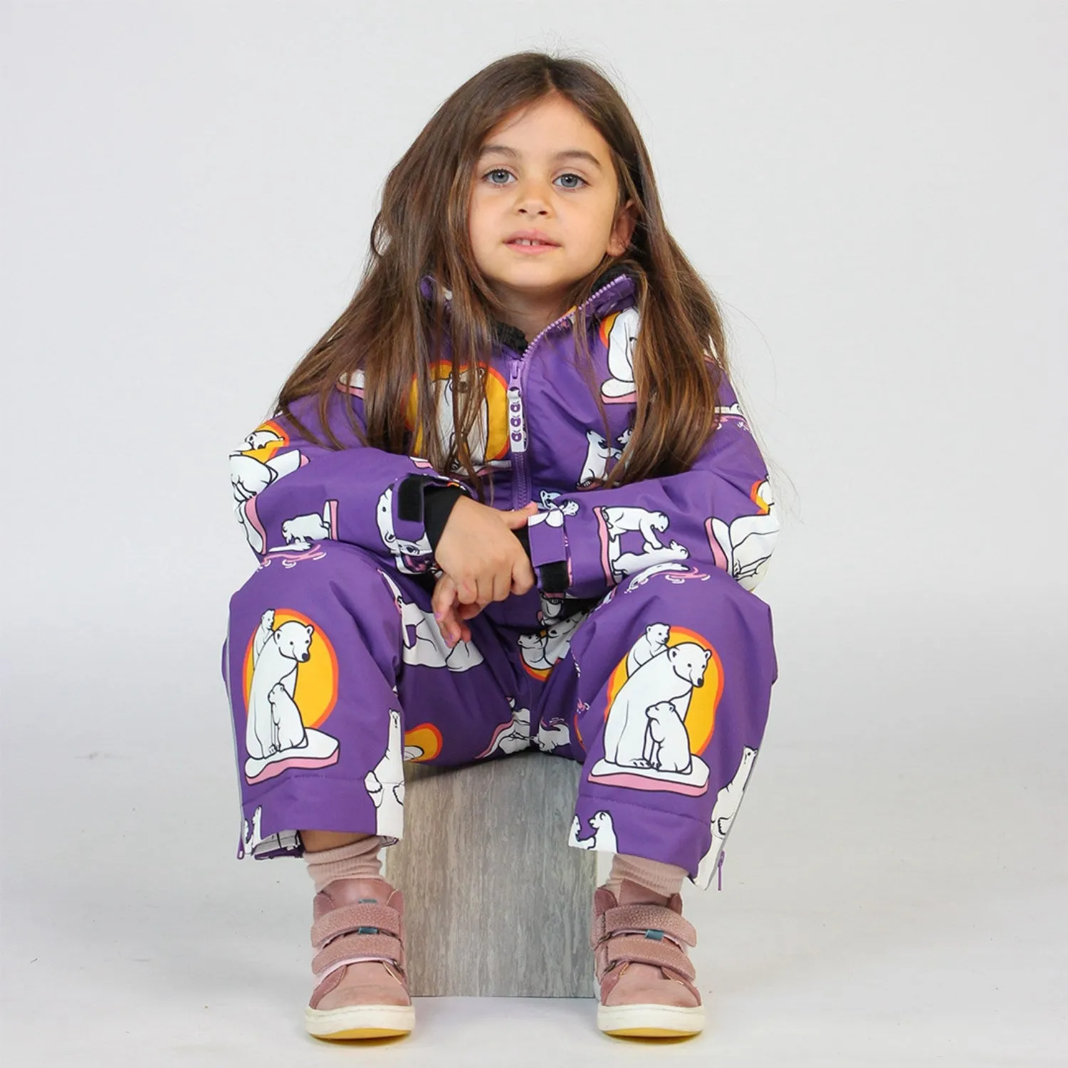 Småfolk Lila Herz Wintermantel Mit Eisbären Babykids_Smaafolk