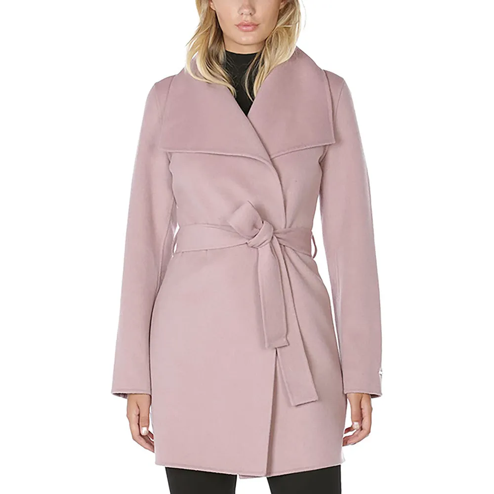 TAHARI Damen Wollmantel mit Bindegürtel, Vintage Rosa Puder