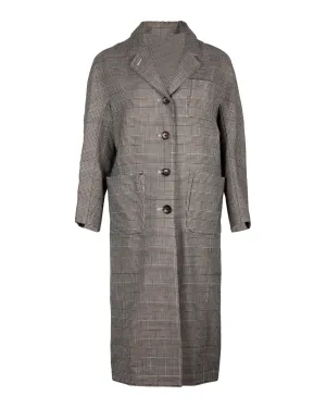 Thom Browne Karo-Mantel in Schwarz-Weiß aus Wolle