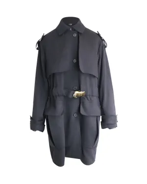 Tom Ford Gürteliger Ausgefranster Trenchcoat in Schwarz Baumwolle