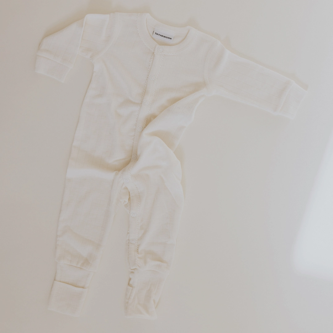 Tothemoon ☾ - Sleep suit - 2 in 1 Foot - Wool & silk - Pointelle