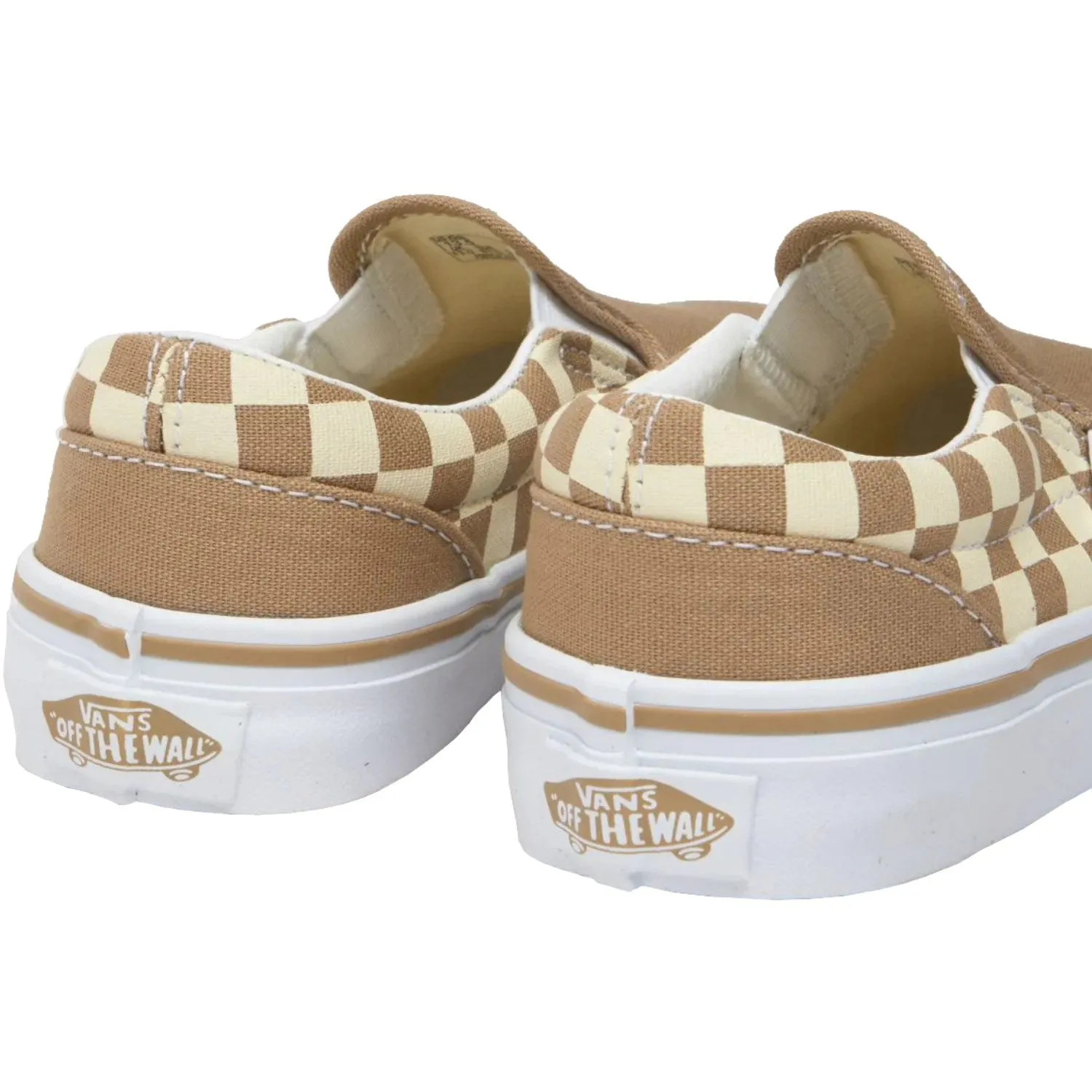 VANS Neutral Karomuster BRAUN/WEIß Klassische Slip-On Vans im neutralen Karomuster